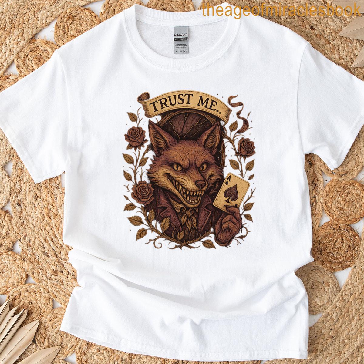 Mischievous Fox Trust Me Vintage Gothic Illustration T-shirt
