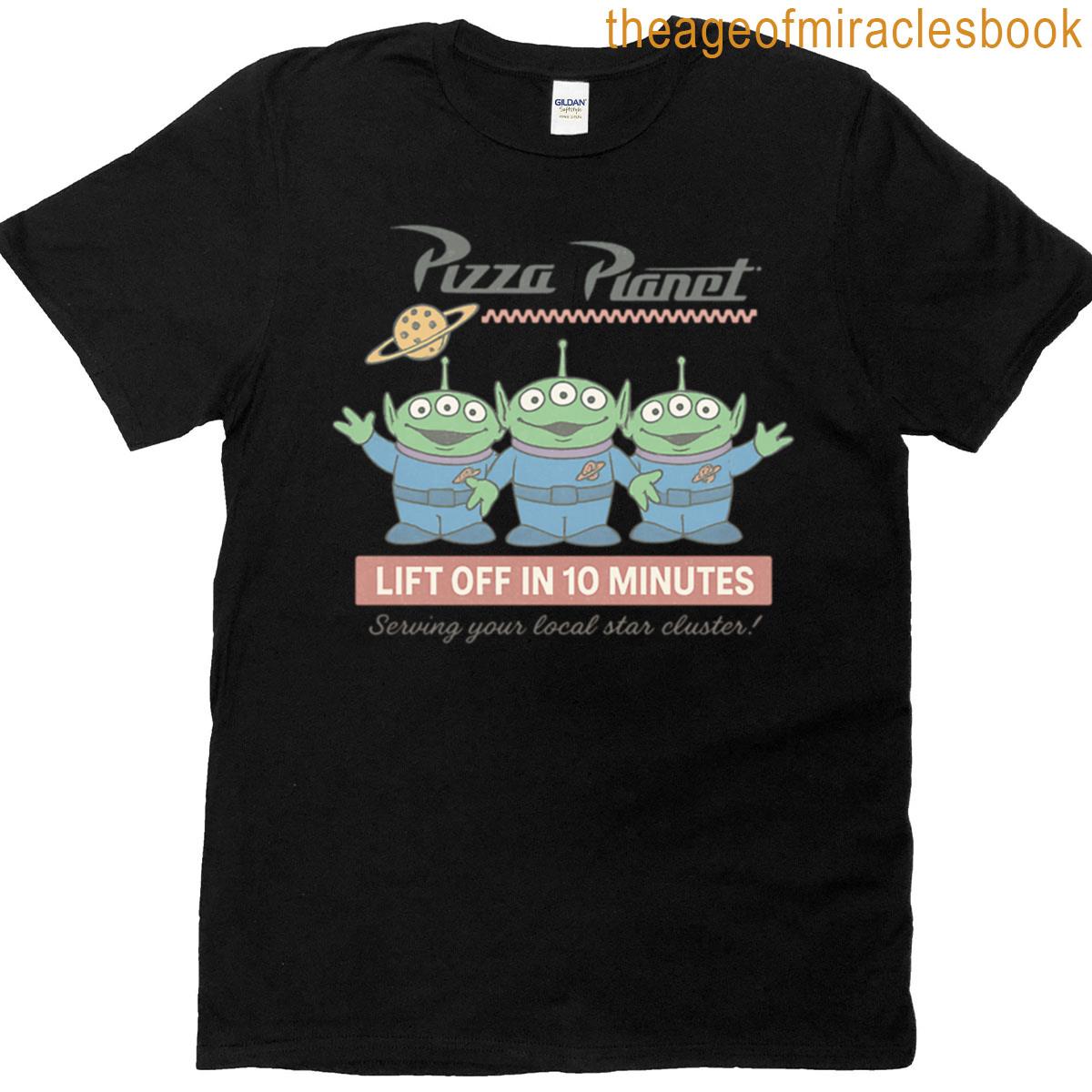 Pizza Planet Alien Crew Retro Space Adventure Oversized T-shirt