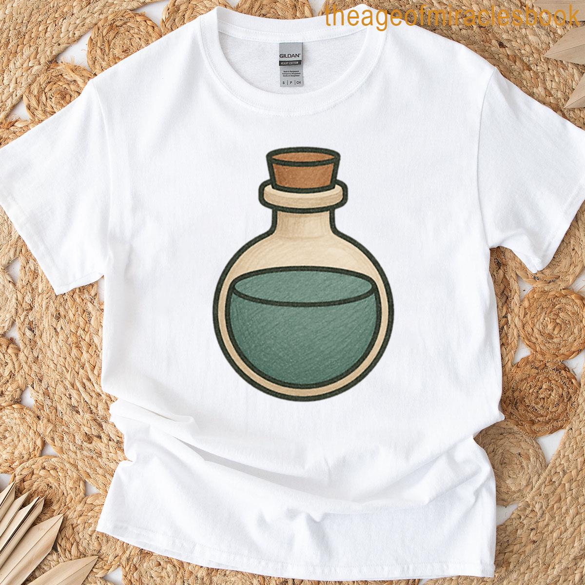 Potion Bottle Illustration Vintage Halloween Magic Elixir Art Oversized T-shirt