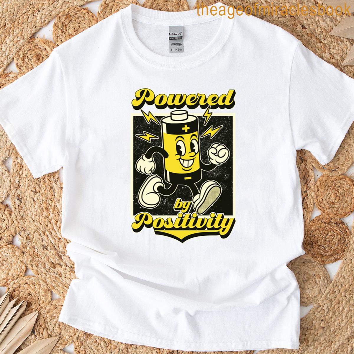 Retro Cartoon Battery Powered By Positivity T-shirt