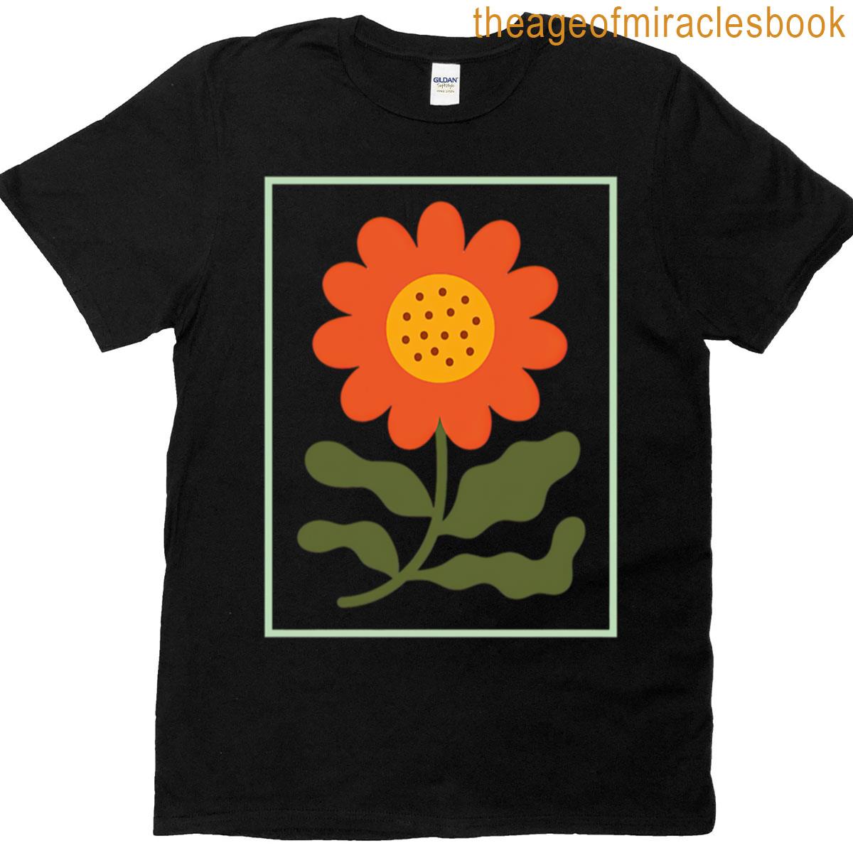 Retro Orange Daisy Flower Illustration T-shirt