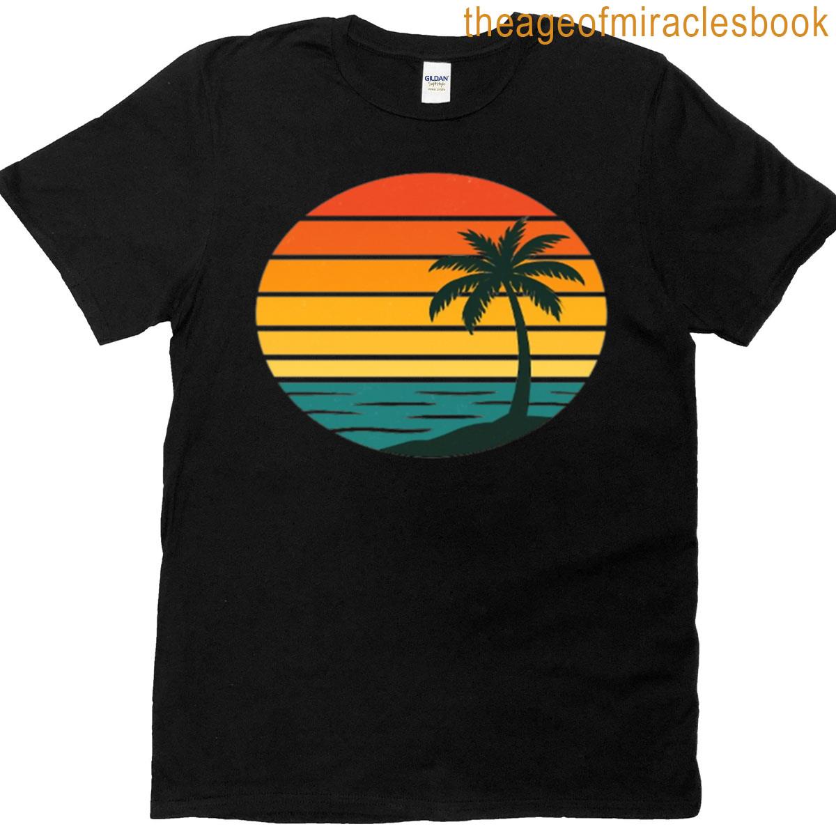Retro Sunset Over Ocean T-shirt