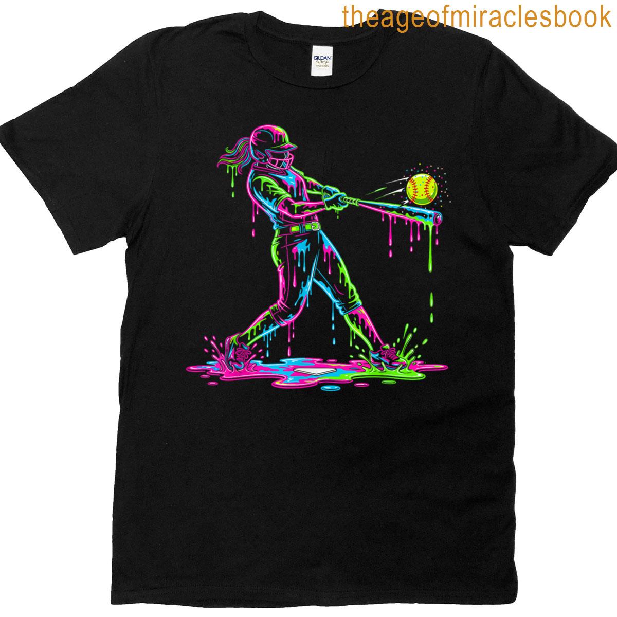 Softball Player Ice Cream Softball Drip T-shirt