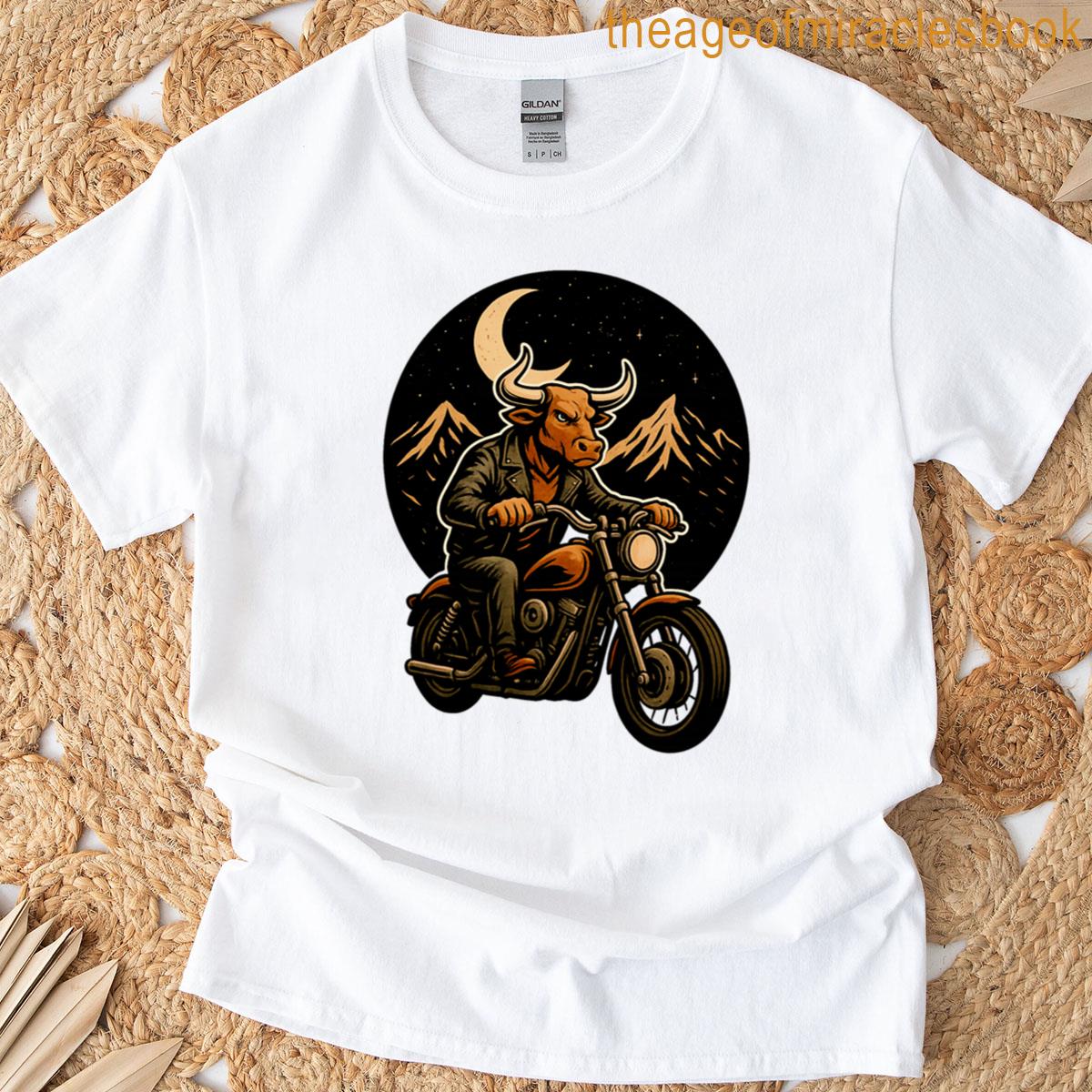 Taurus Biker Under The Moon T-shirt