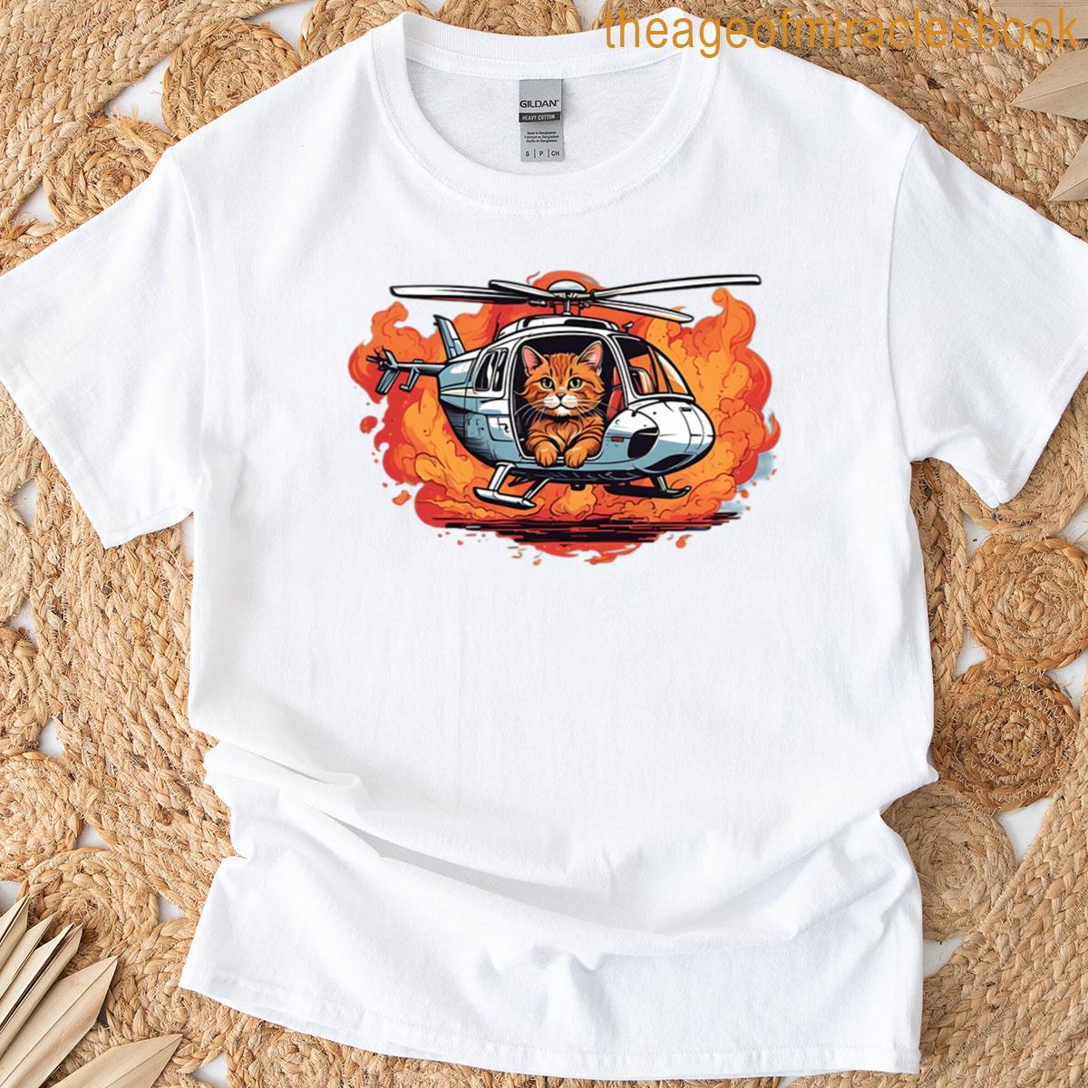 Cat In A Helicopter On Fire Oversized T-shirt