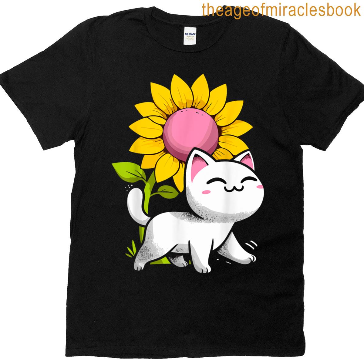 Cat With Sunflowers T-shirt