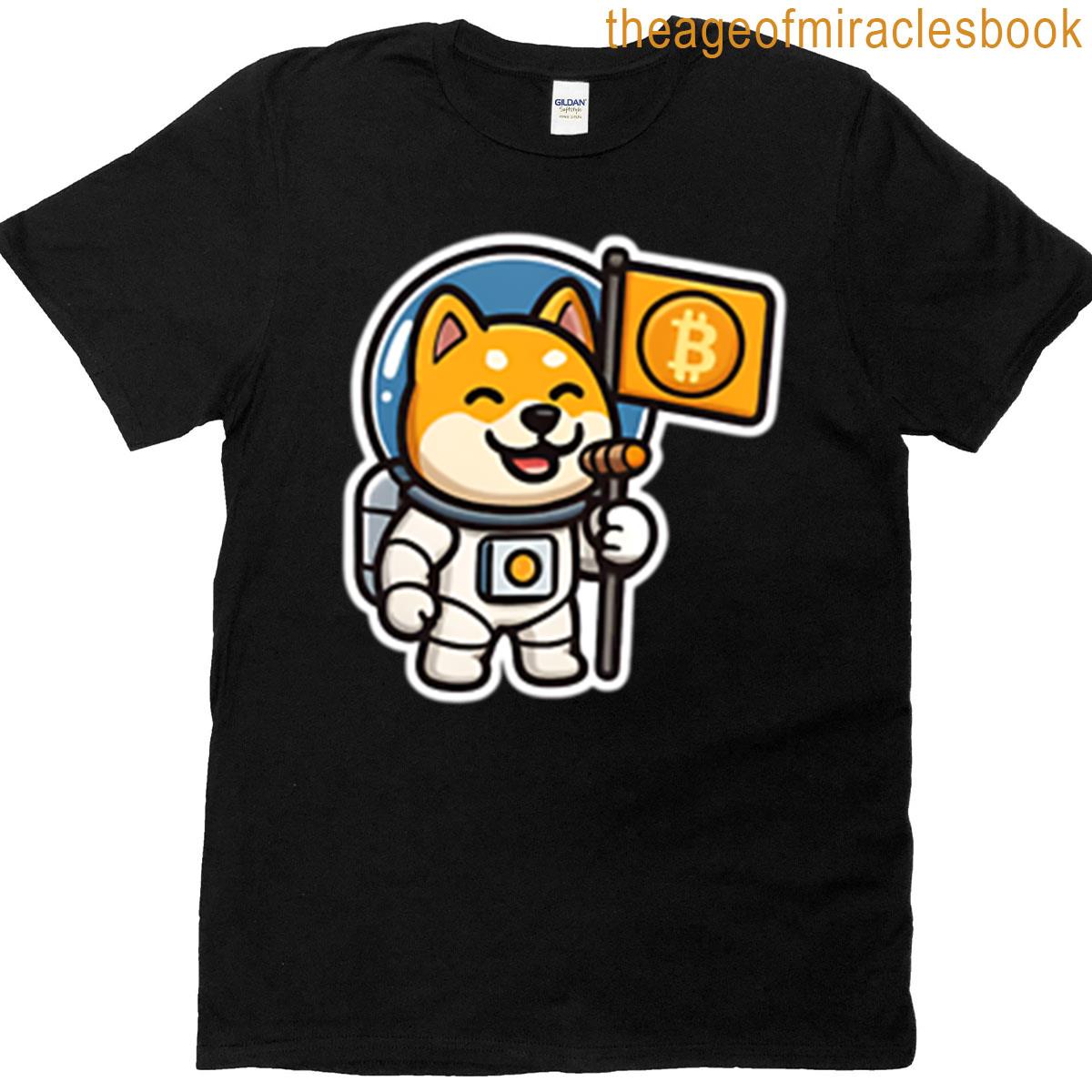 Doge Astronaut With Bitcoin Flag Oversized T-shirt
