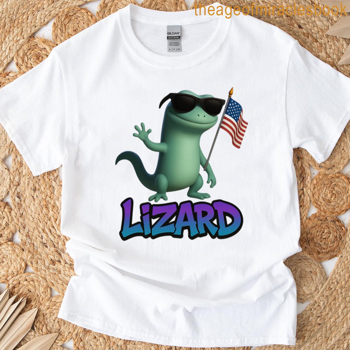 Elio Lizard Meme – Funny Pixar Green Guy With Flag T-shirt