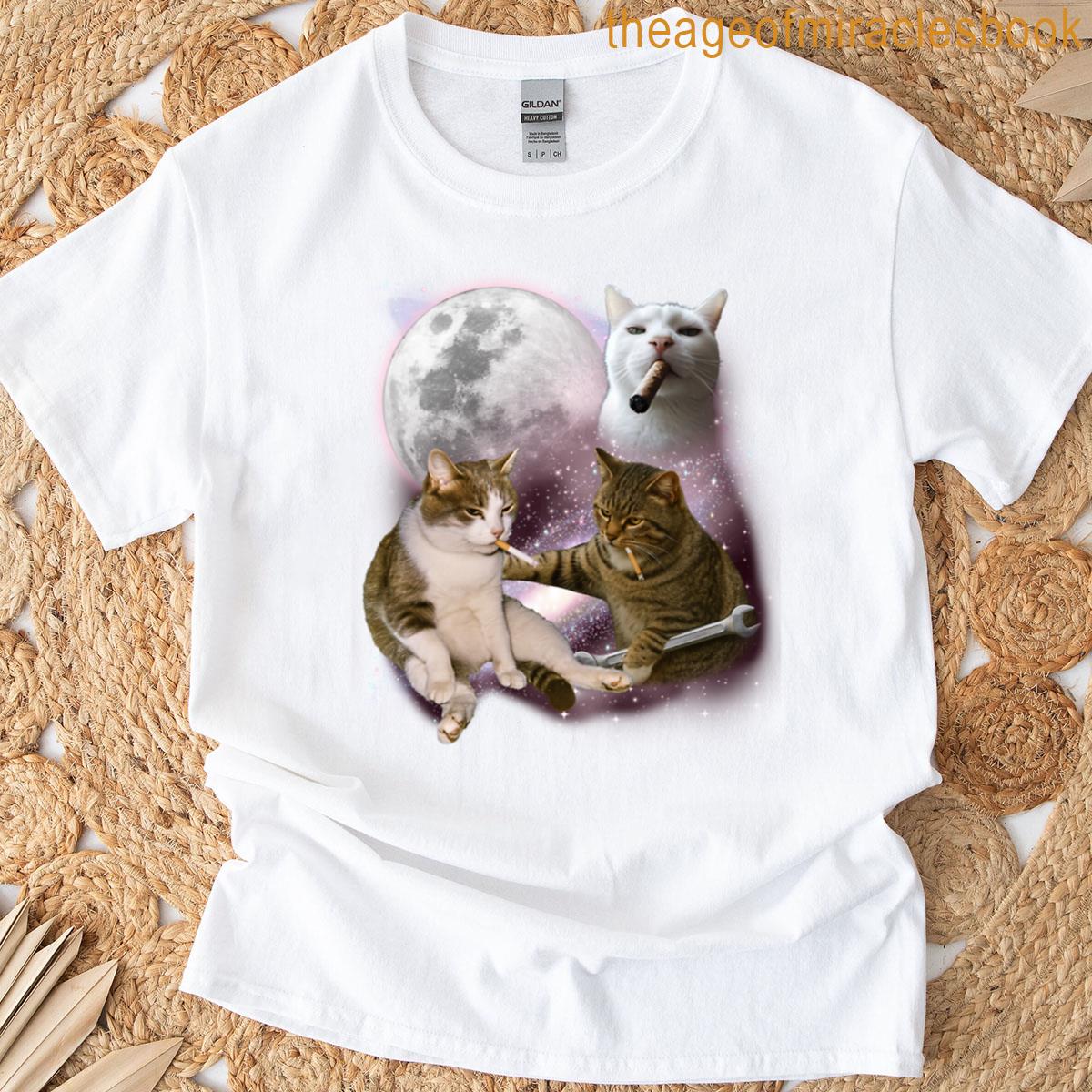 Funny Meme Three Cat Smikong Oversized T-shirt