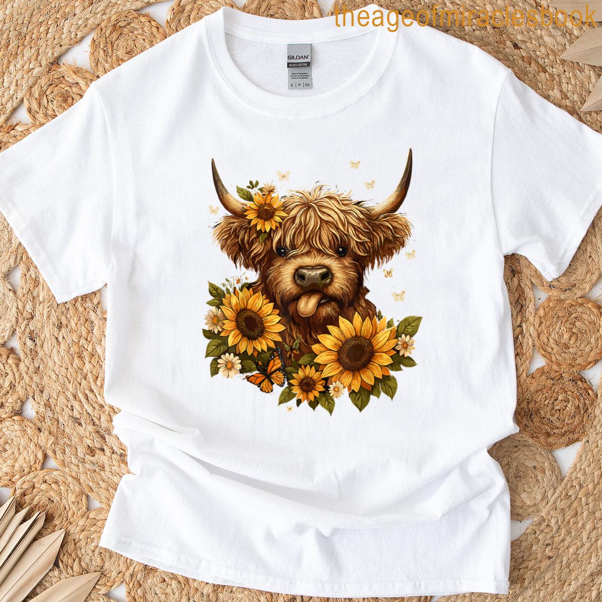 Highland Cow With Sunflower T-shirt