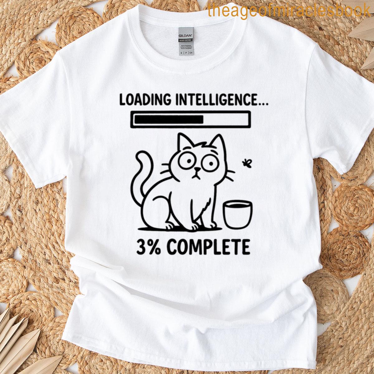Loading Intelligence Funny Derpy Cat Cartoon Design T-shirt