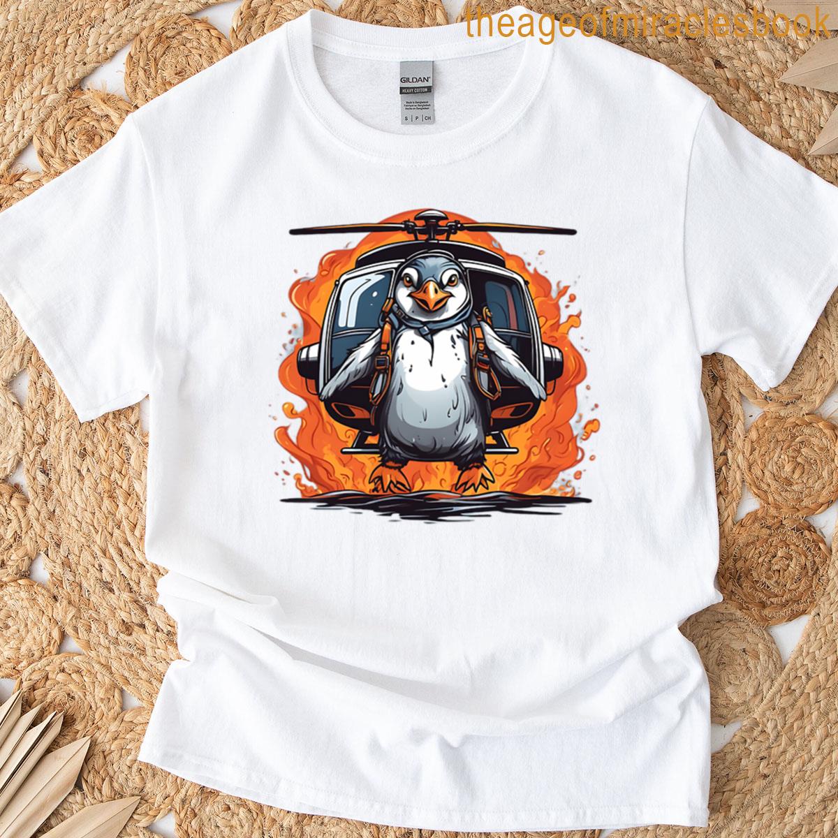 Penguin In A Helicopter On Fire Oversized T-shirt
