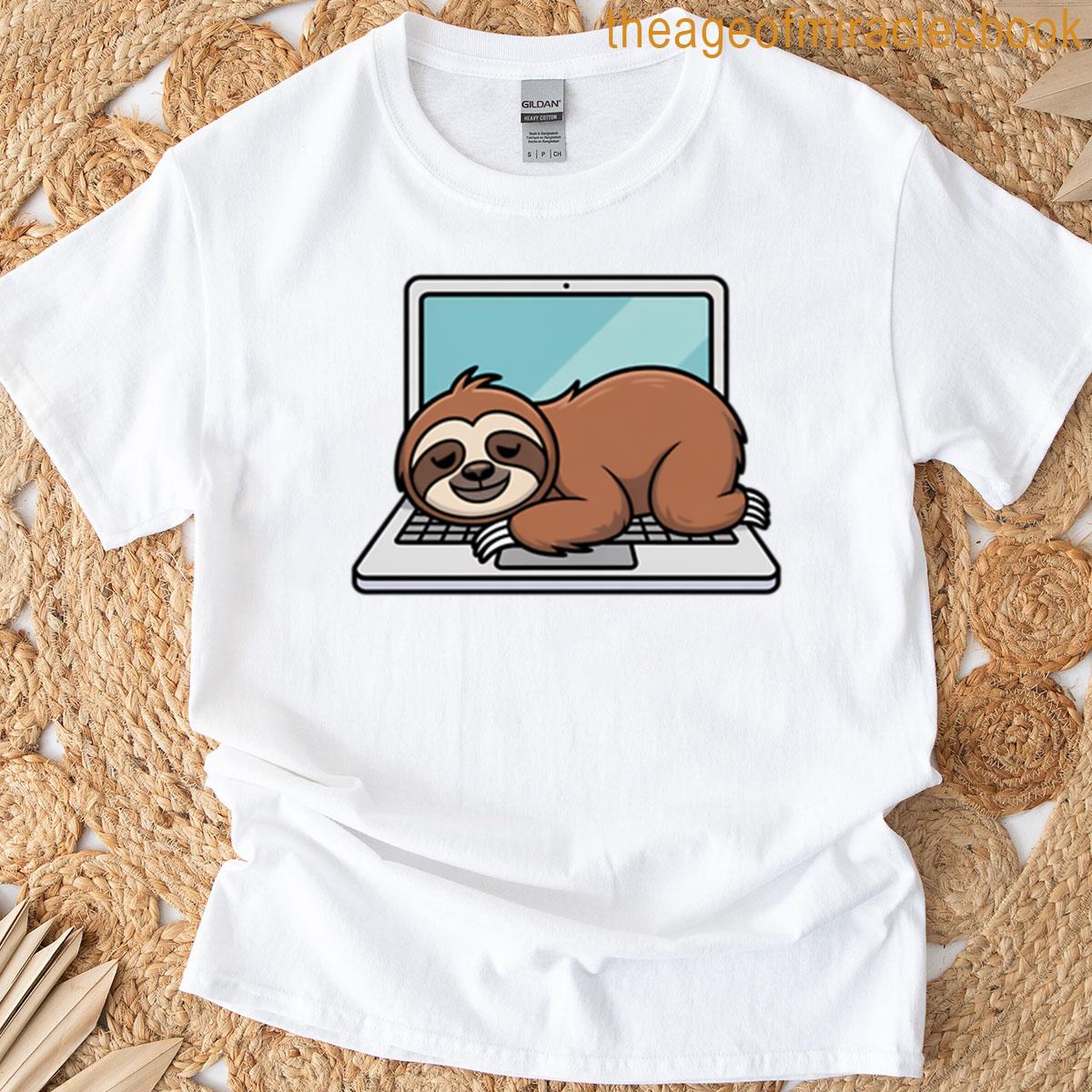 Procrastinating Sloth On Laptop Relatable Meme Art Boxy T-shirt