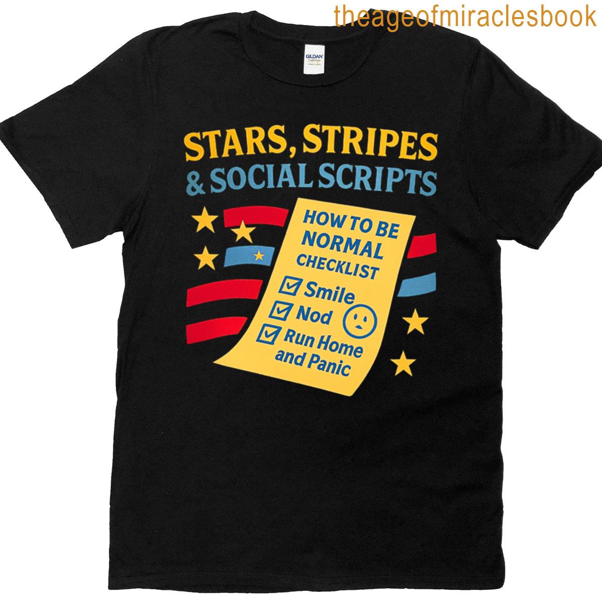 Stars Stripes Social Scripts Normal Is Exhausting T-shirt