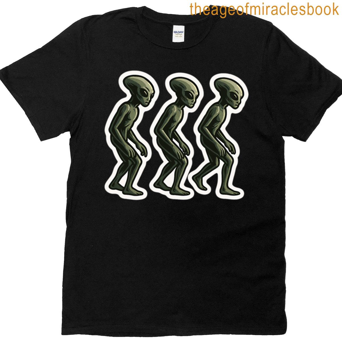 Three Walking Green Aliens Sticker Premium T-shirt