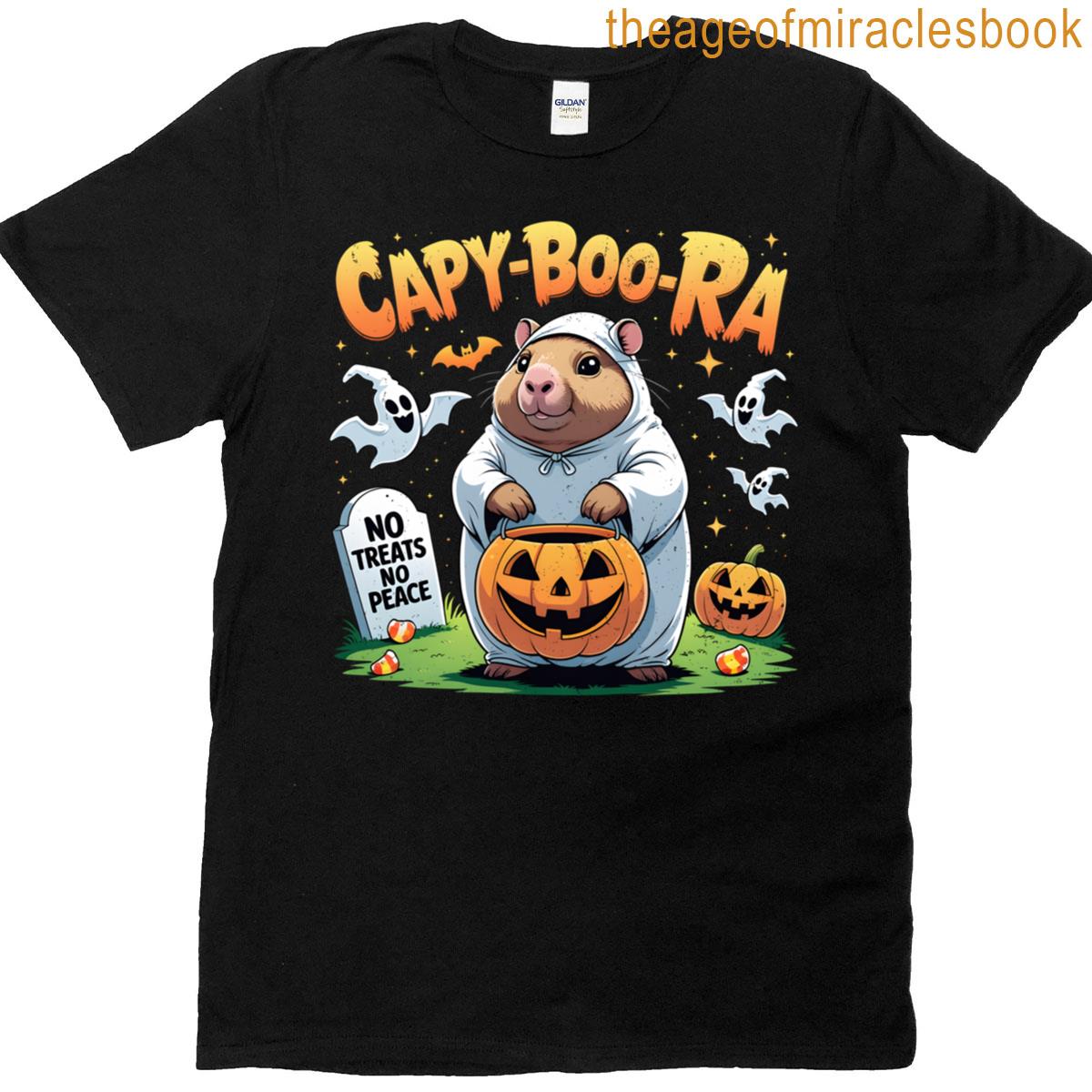 Halloween Ghost Pumpkin Capybara Spooky Design T-shirt