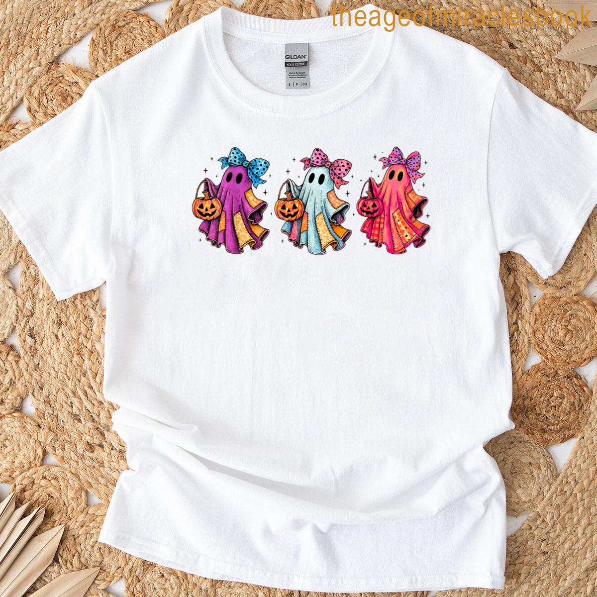 Patchwork Spooky Ghost Coquette Halloween T-shirt