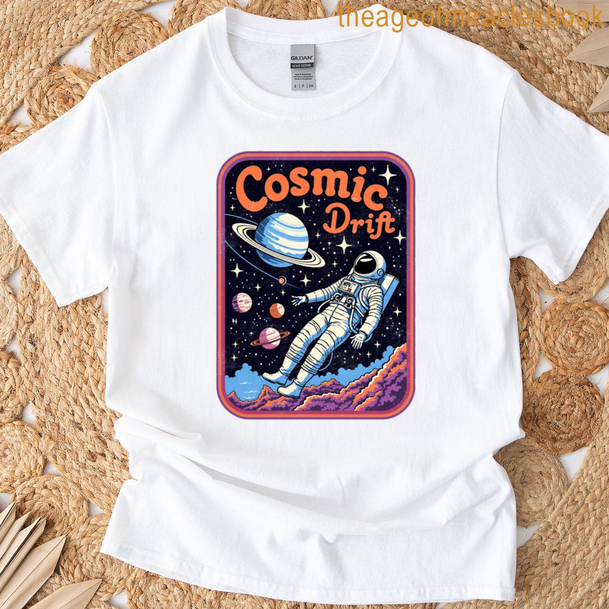 Cosmic Drift Retro Astronaut Floating In Space T-shirt