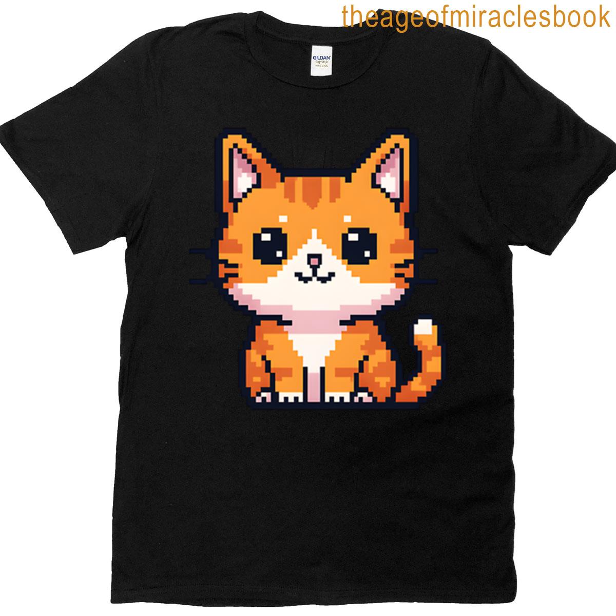 Cute Pixel Art Ginger Cat T-shirt