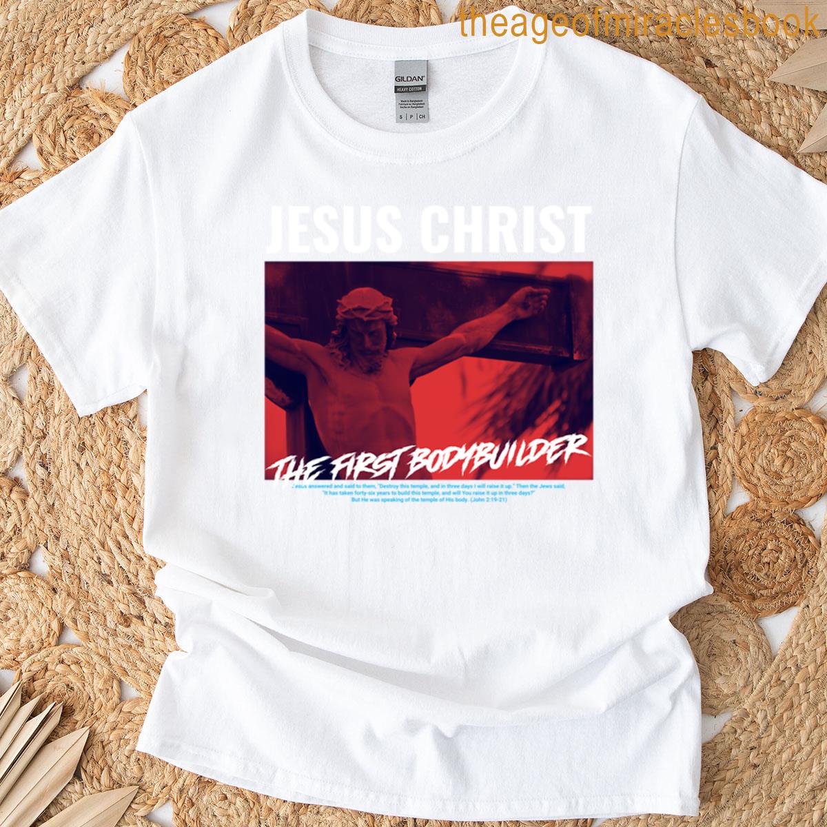 Jesus Christ Duotone Bodybuilder Design T-shirt