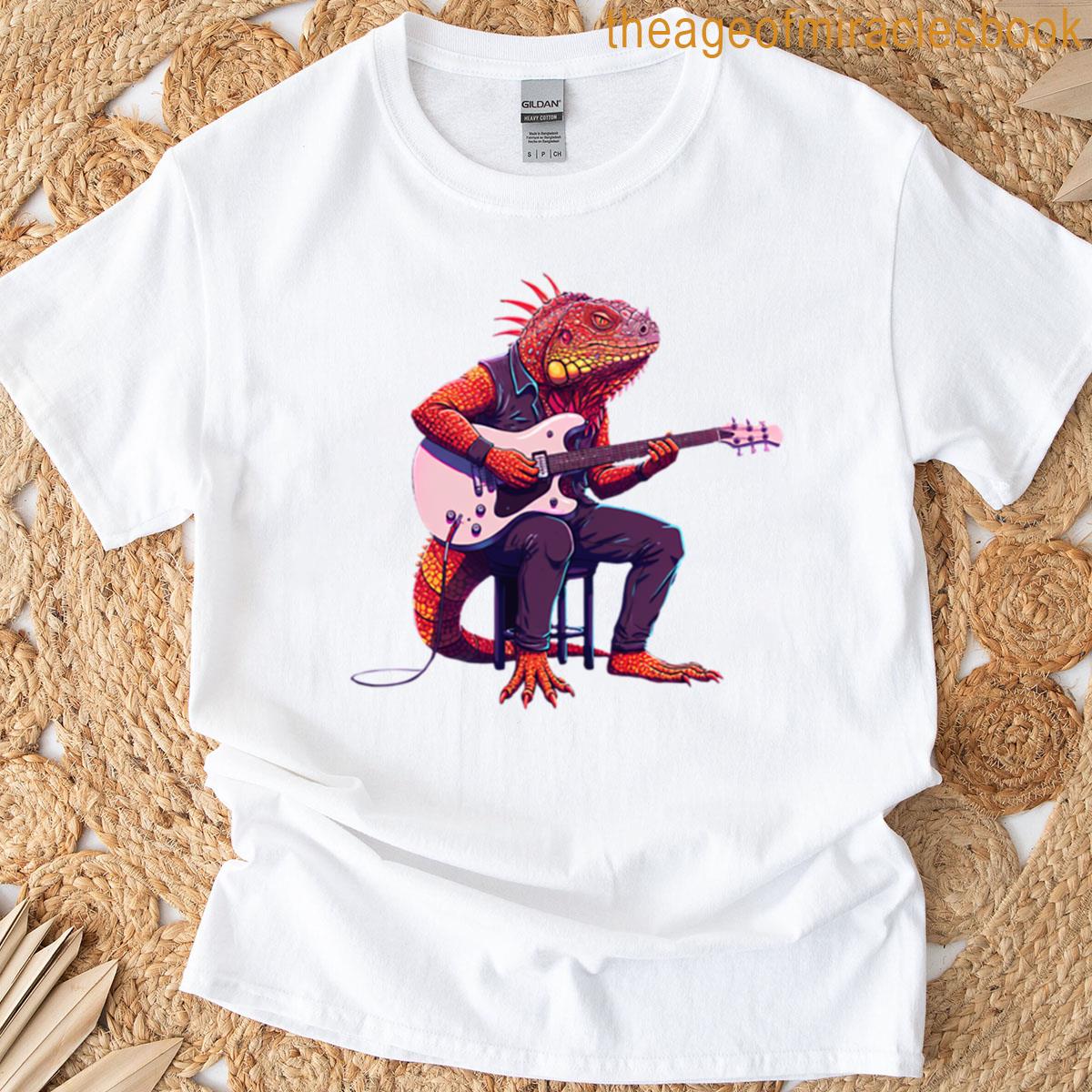 Lizard Playing Red Electric Guitar T-shirt