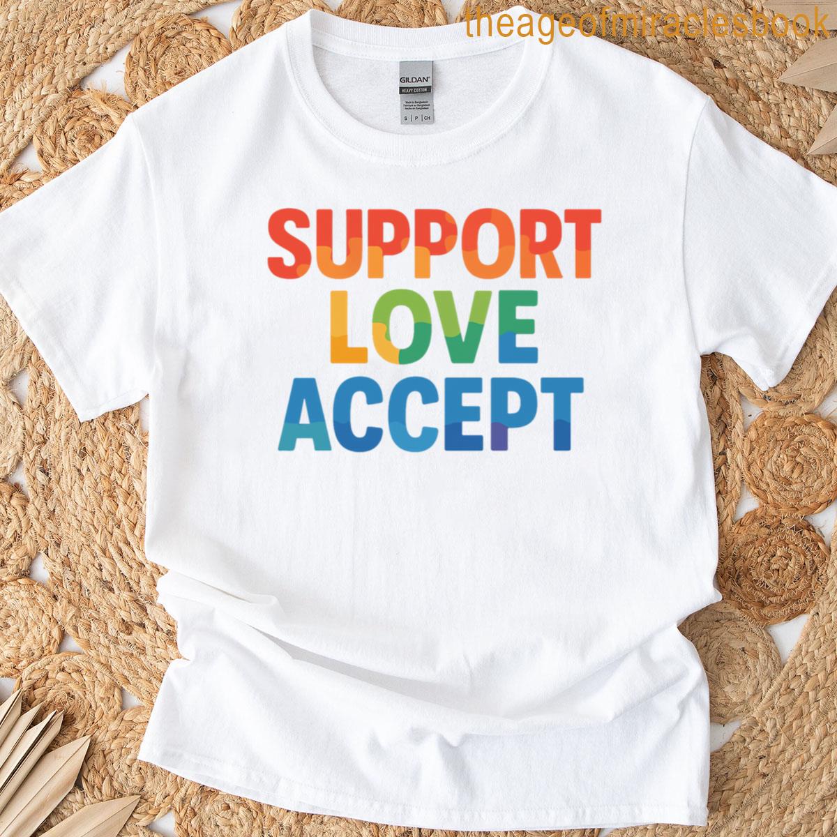Support Love Accept Puzzle Letter Design T-shirt
