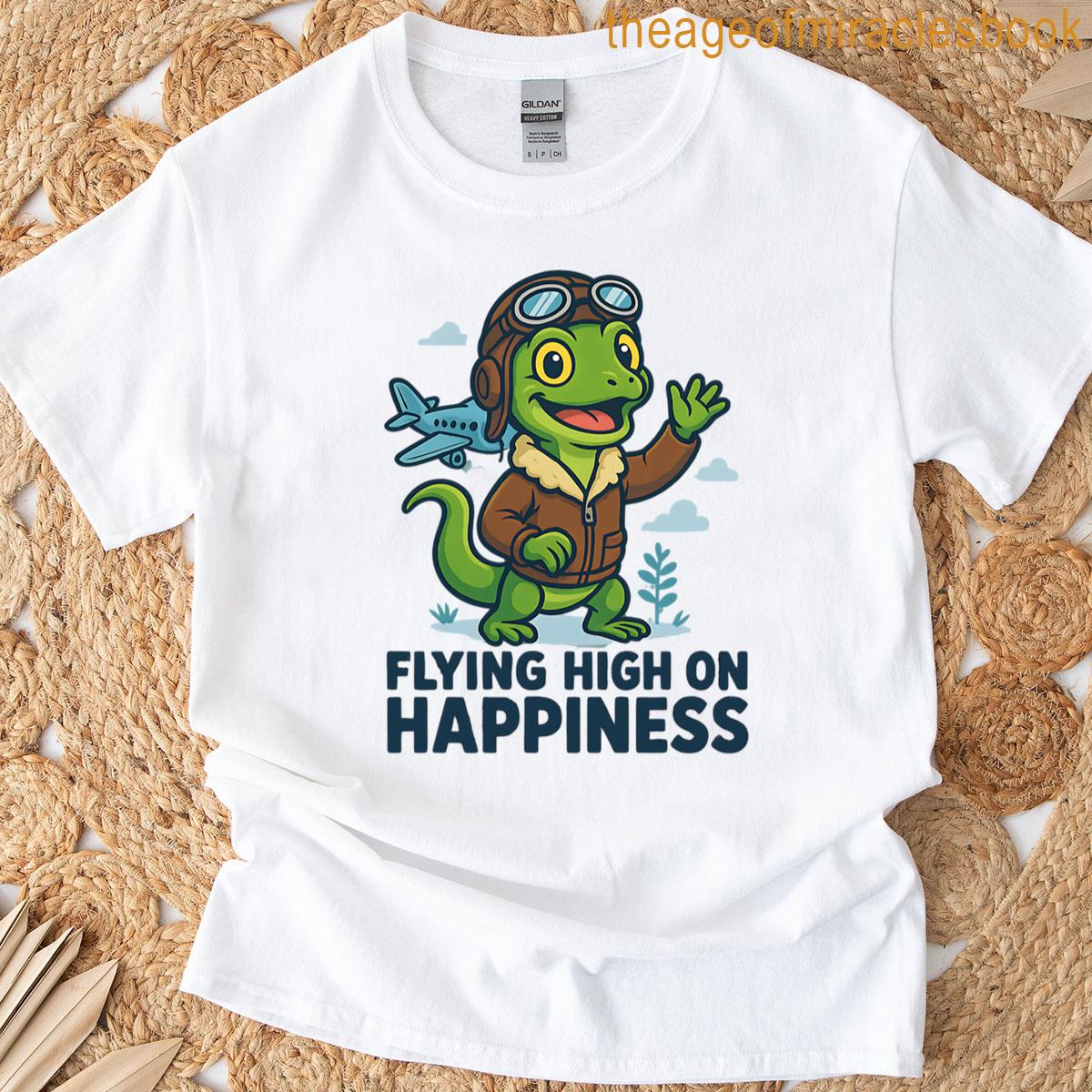 Lizard Flying High On Happiness T-shirt