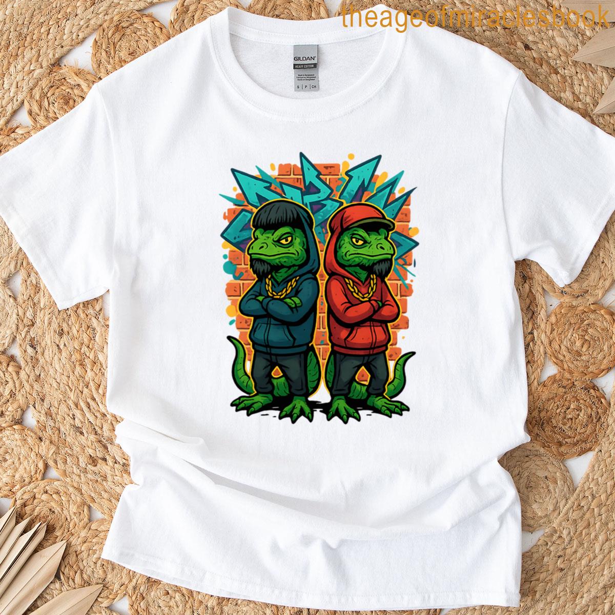 Lizard Graffiti Duo In T-shirt
