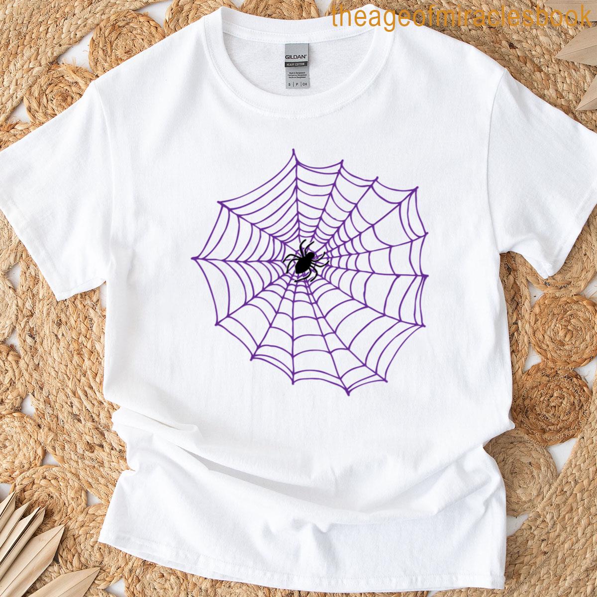 Spider Web Pattern – Purple And Black – Halloween Pattern By Cecca Designs T-shirt
