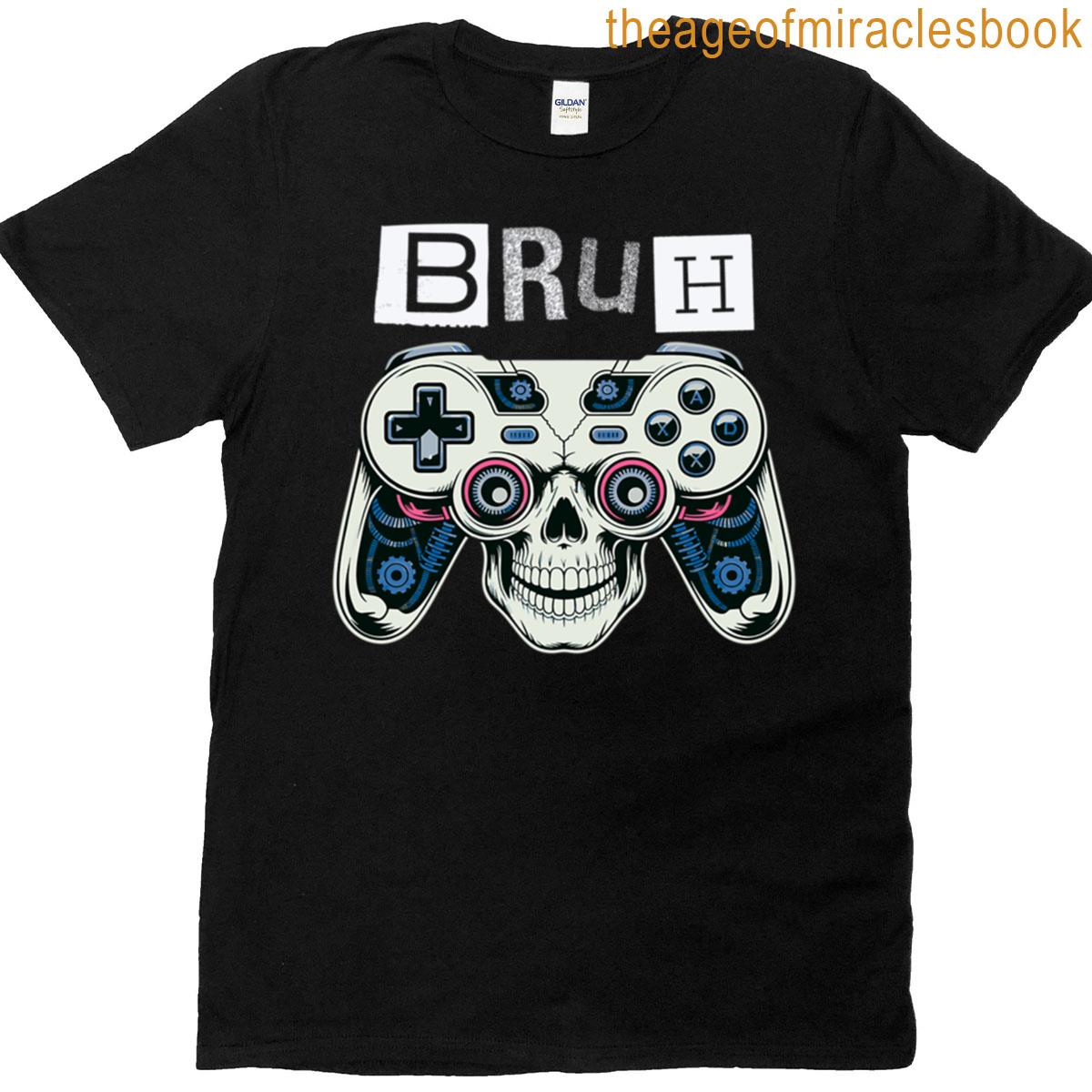 Bruh Gaming Skull Controller Meme Emblem Epic Gamer Oversized T-shirt