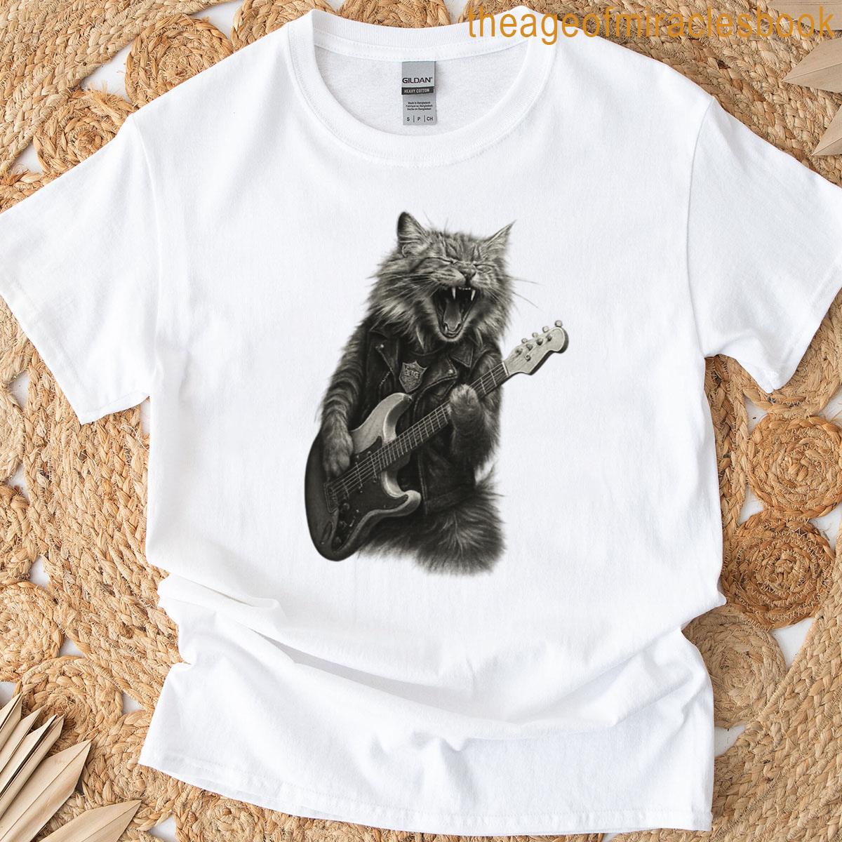 Cat Rock And Roll Playing Guitar T-shirt