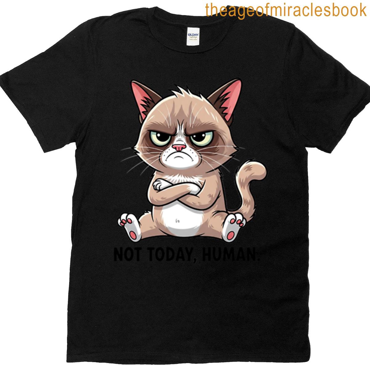 Grumpy Cat Not Today Human Funny Meme Illustration T-shirt