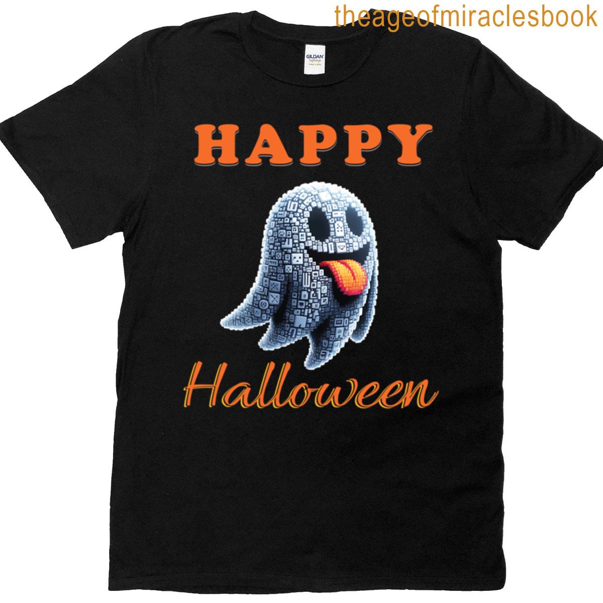 Happy Halloween Ghost Pixel Art Spooky Fun T-shirt
