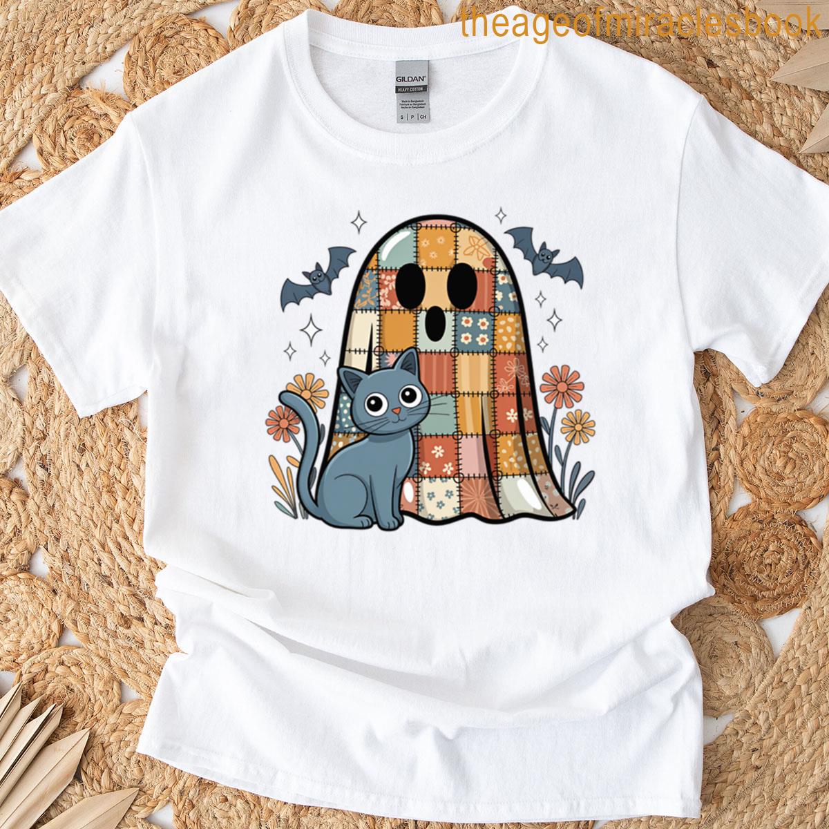 Patchwork Ghost And Cat Oversized T-shirt