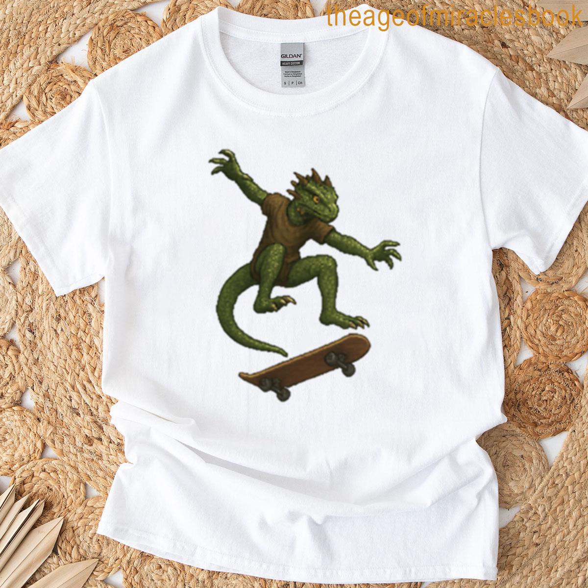 Skater Lizard Man- Midair Kickflip T-shirt
