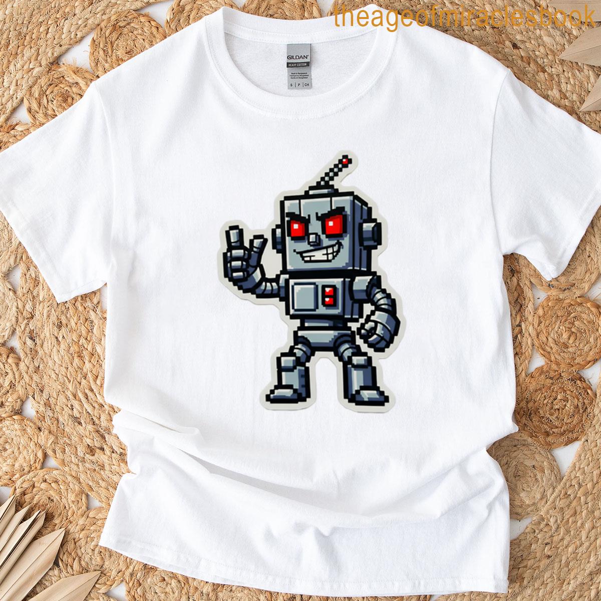 Thumbs Up Robot Sticker Oversized T-shirt