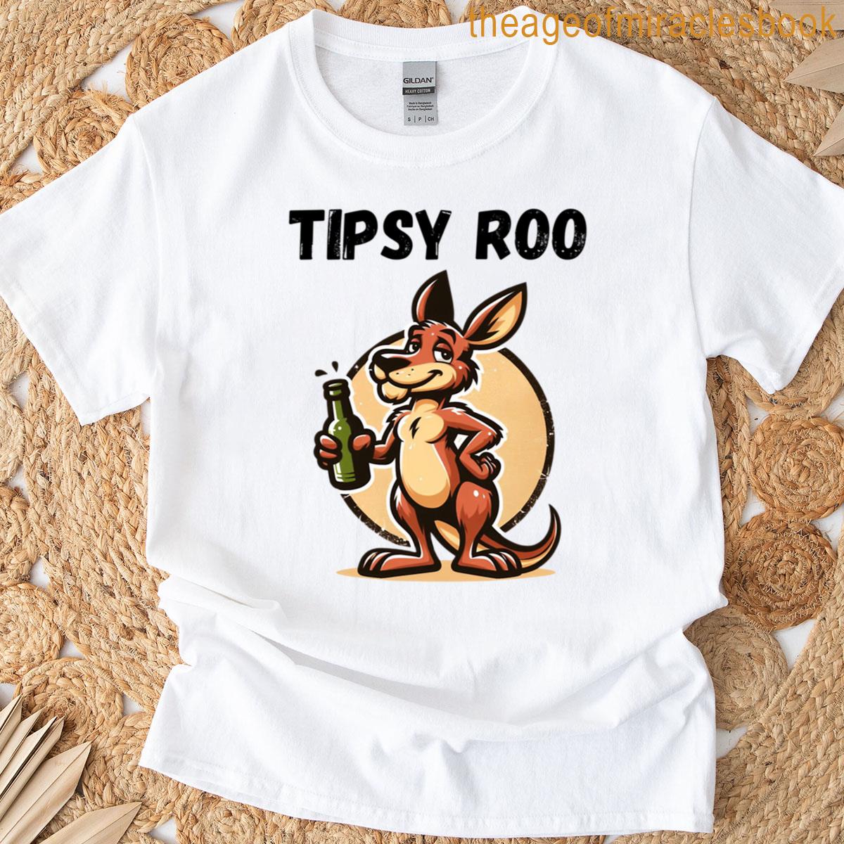 Tipsy Roo Funny Aussie Kangaroo Drinking Design T-shirt