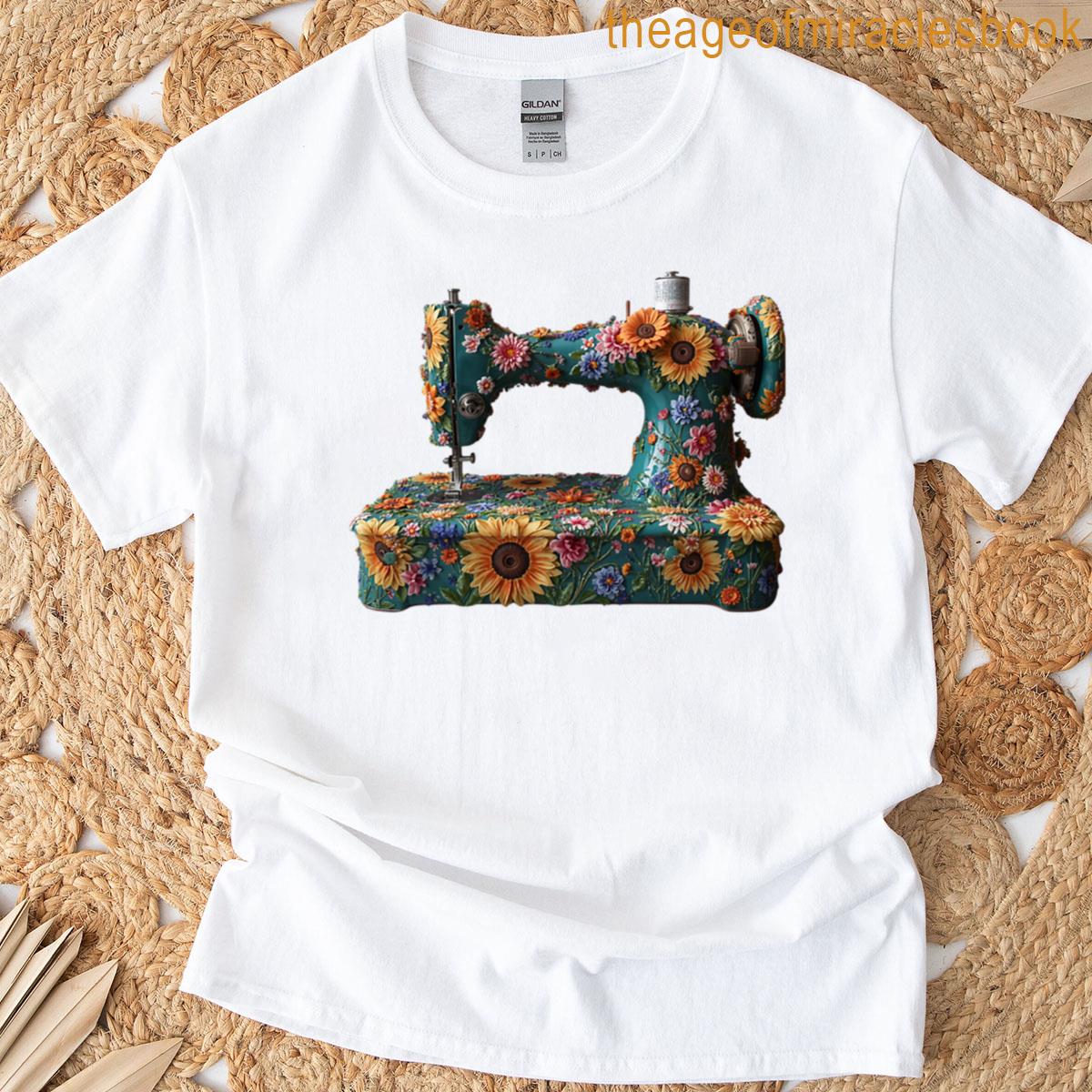 Floral Vintage Sewing Machine Artwork T-shirt