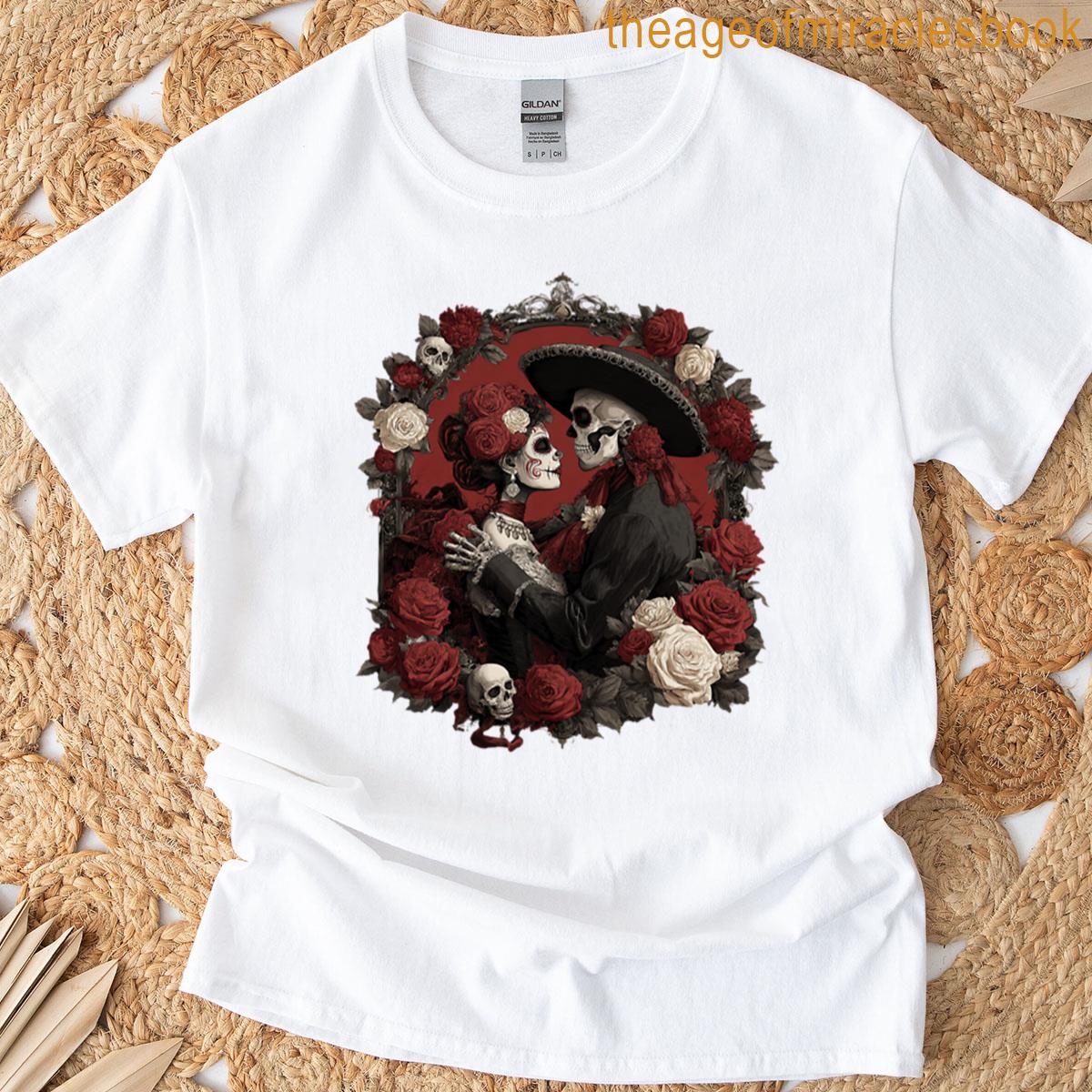 Gothic Romantic Skeleton Lovers Oversized T-shirt
