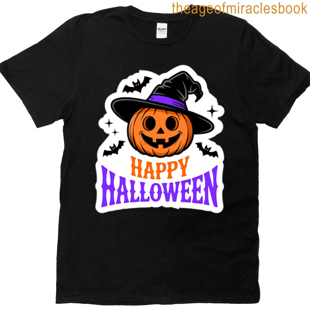 Happy Halloween Pumpkin Witch Hat Oversized T-shirt