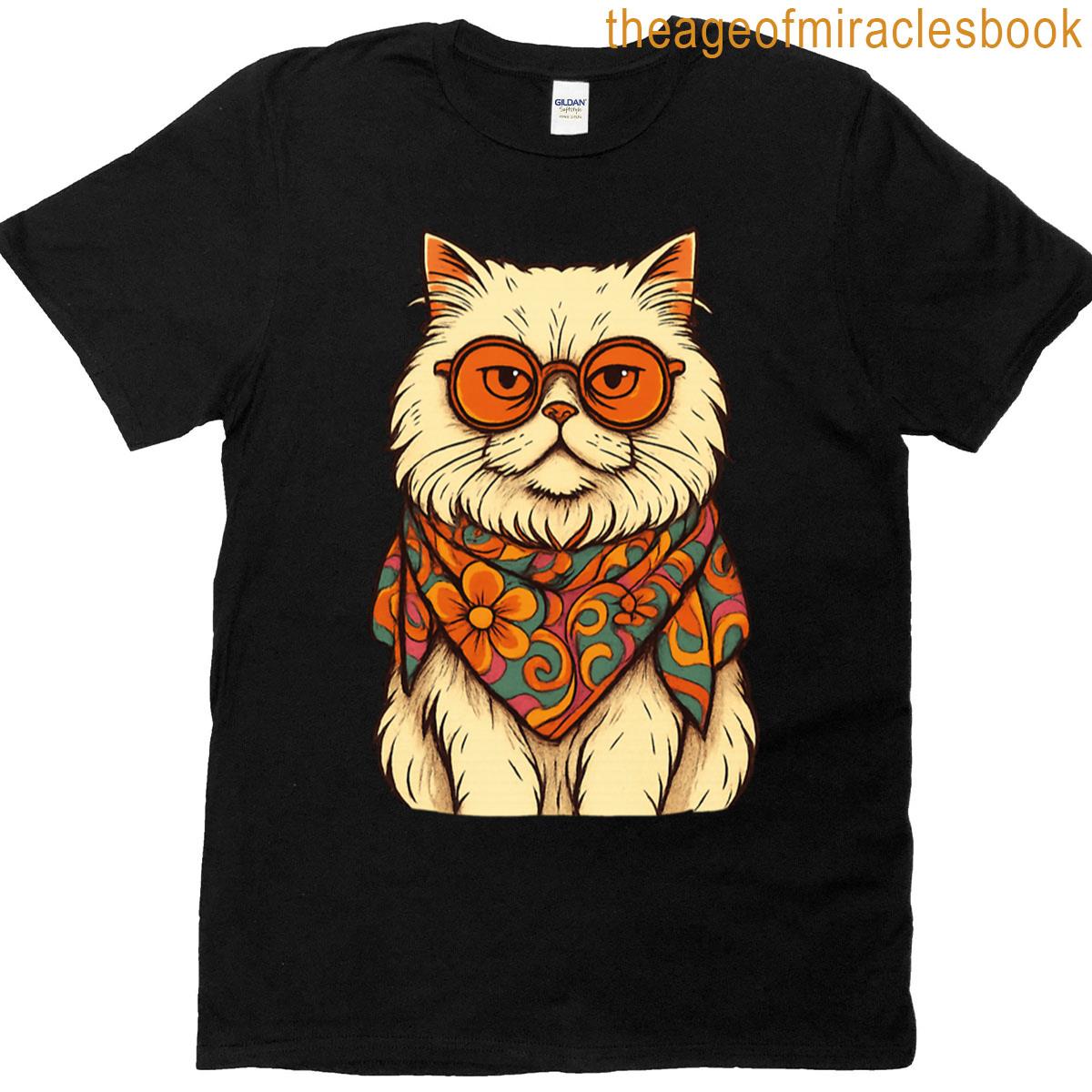 Psychedelic Persian Cat 70s Style T-shirt