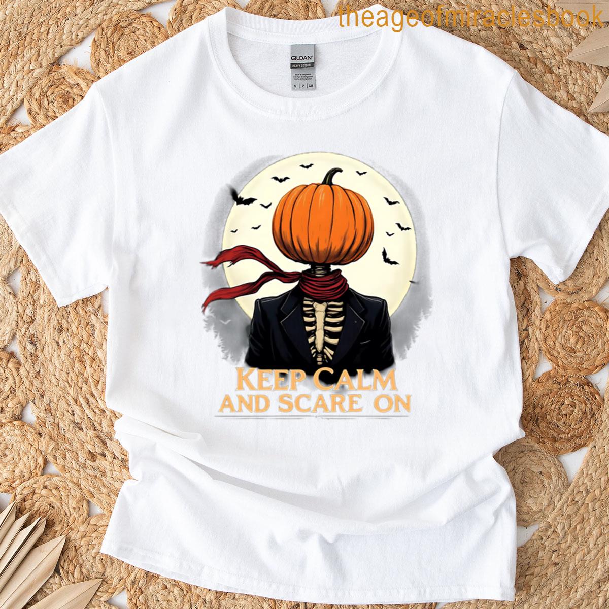 Pumpkin Skeleton Scare On Vintage T-shirt