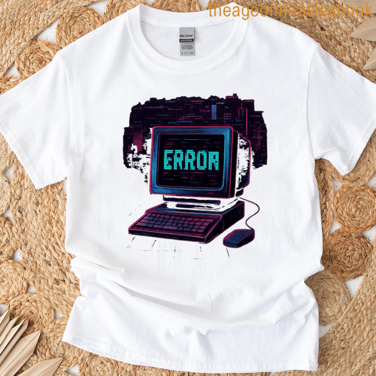 Retro Computer Error Art Vintage 80s Aesthetic Tech Poster T-shirt