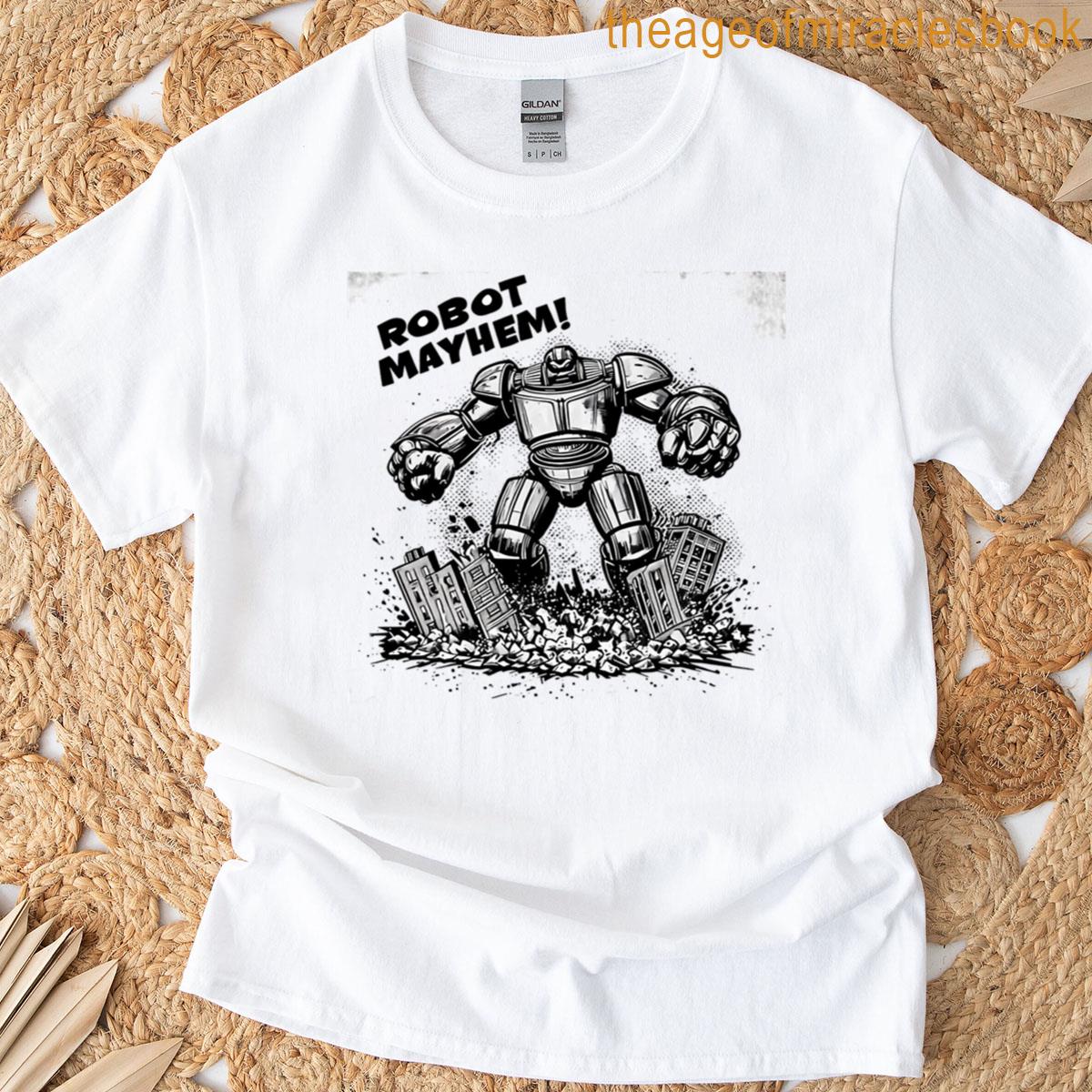 Robot Rampage Vintage Comic Oversized T-shirt