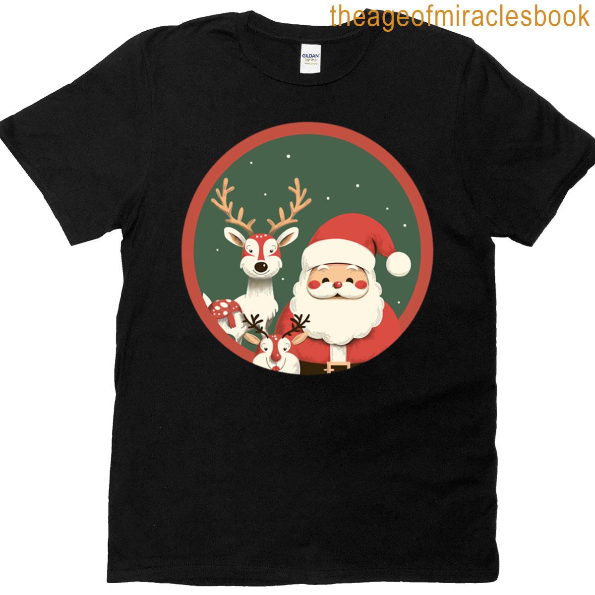 Santa And Reindeer Oversized T-shirt