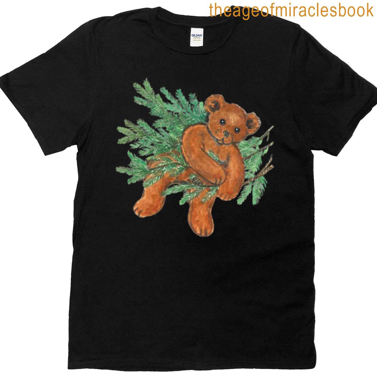 Vintage Teddy Bear With Evergreen Branches T-shirt