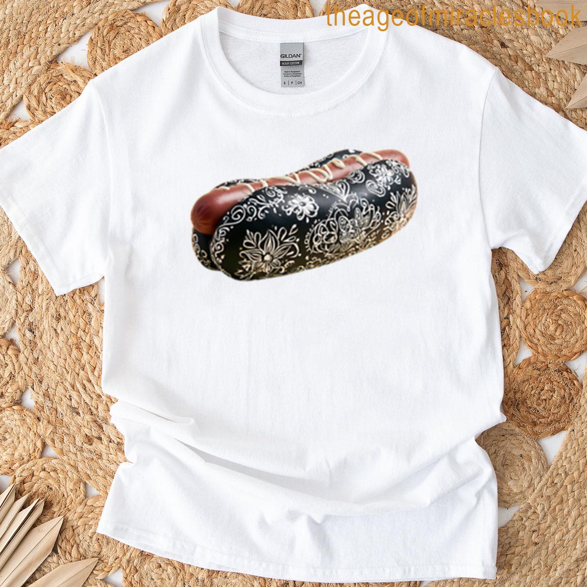Black Hotdog Bun With Floral Patterns T-shirt