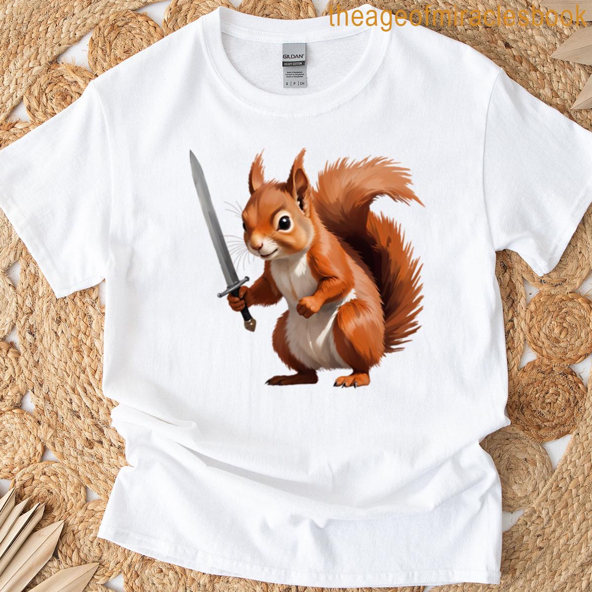 Funny Squirrel Holding A Sword T-shirt