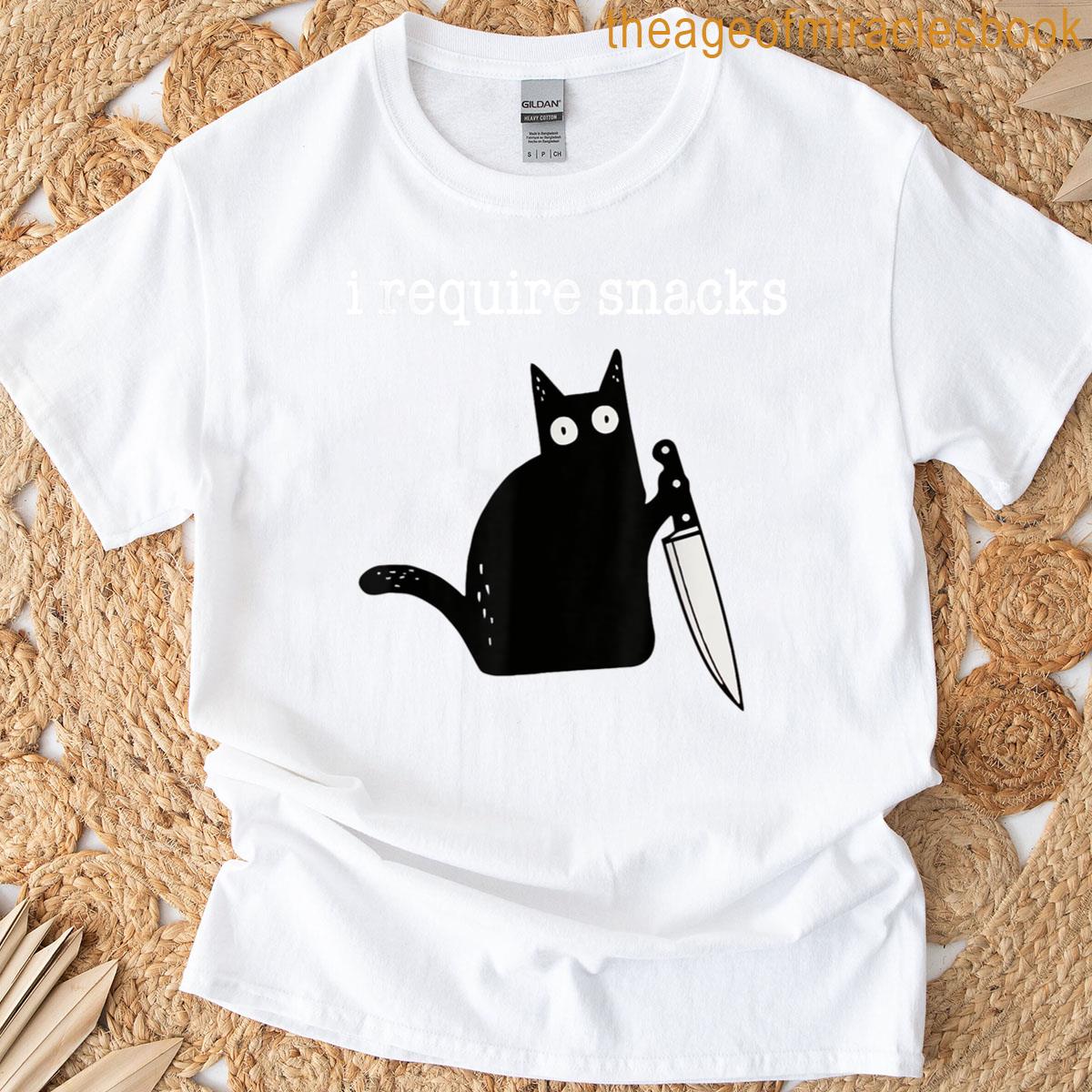 I Require Snacks Funny Cat T-shirt
