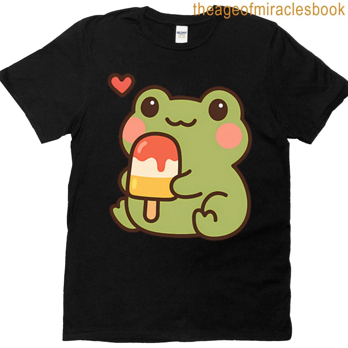 Kawaii Frog Eating Popsicle T-shirt
